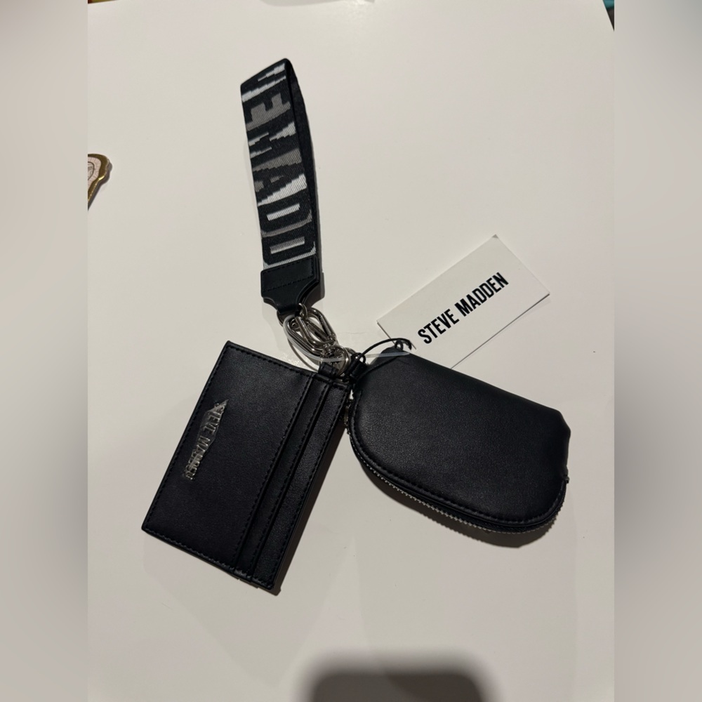 Steve Madden Black Men's Wallet and Pouch Set